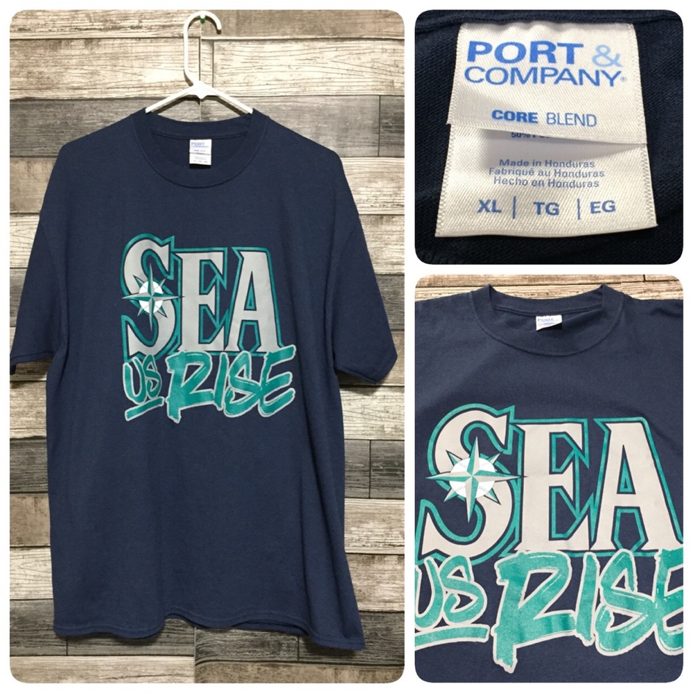 Port And Company Seattle Mariners MLB T Shirt Men’s XL Blue Sea Us Rise